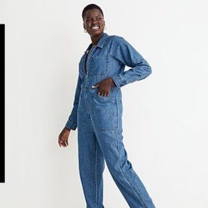 Madewell Curvy Denim Zip-Front Coverall Jumpsuit